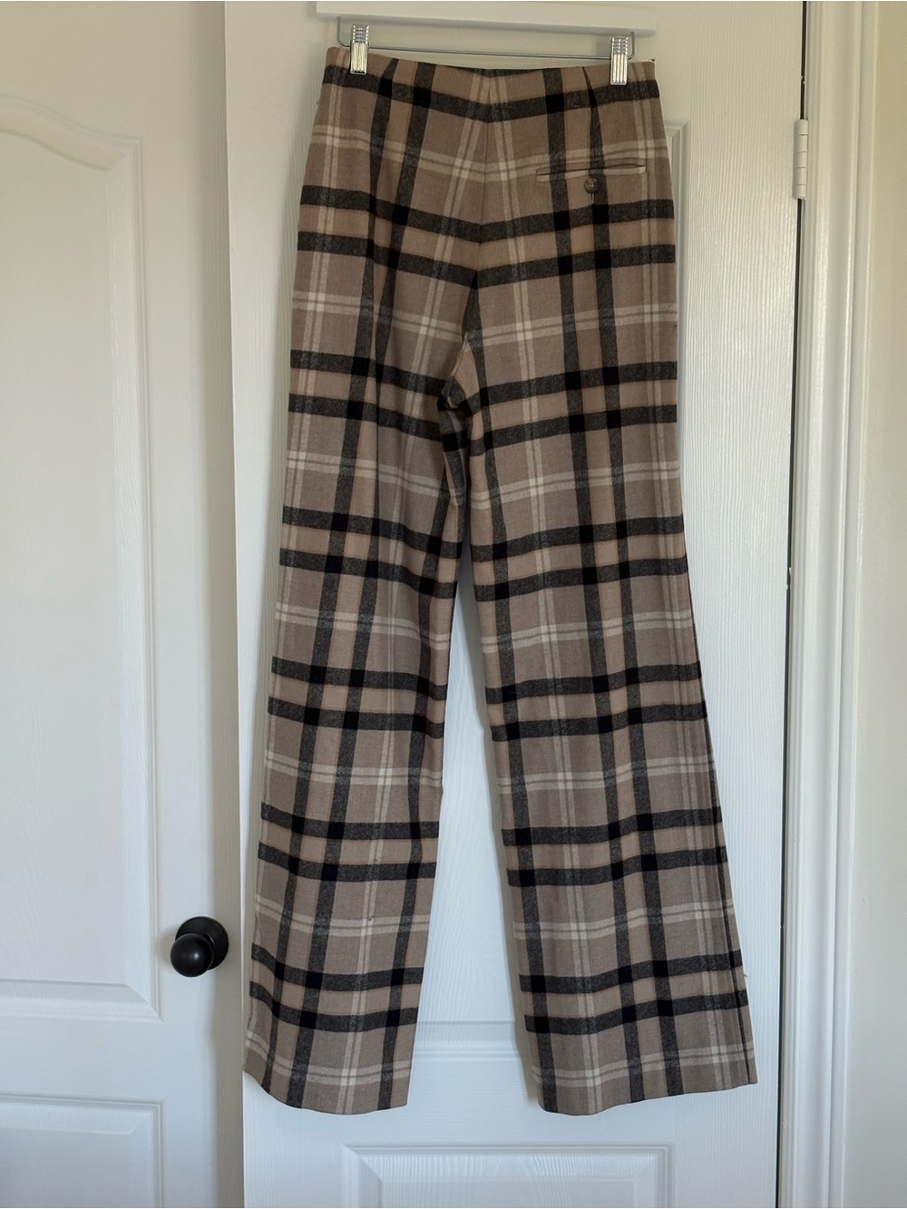 Wilfred Taupe Plaid Wide-Leg Pants